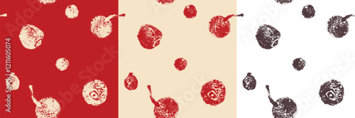 Black pepper pattern. Hand drawn ink sketches. Vintage style. Condiment crayon drawings. Peppercorn background - black, white and red pepper in vector. Ornament of seasoning and spices.