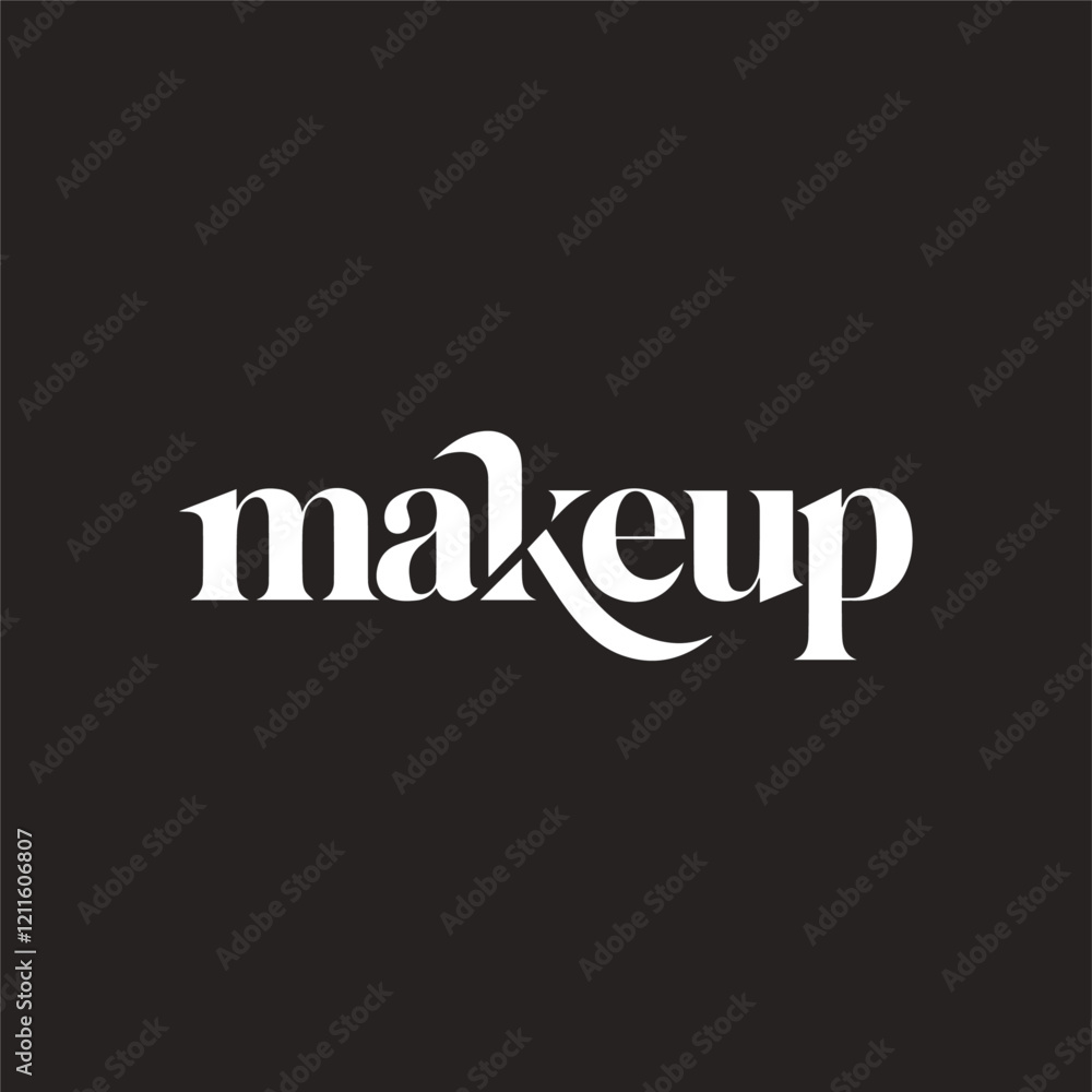 Obraz premium Makeup Typography Vector Template Design for Beauty Brands, Cosmetics Marketing, and Promotional Campaigns Featuring Elegant Calligraphy and Glamorous Style Background