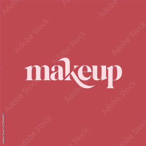 Makeup Typography Vector Template Design for Beauty Brands, Cosmetics Marketing, and Promotional Campaigns Featuring Elegant Calligraphy and Glamorous Style Background