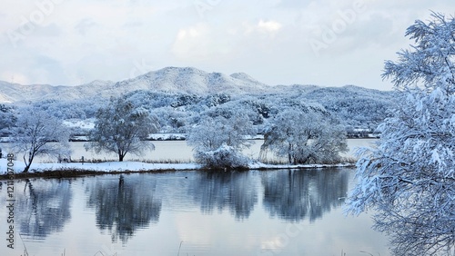 Photography lakes and snow mountains in south korea
