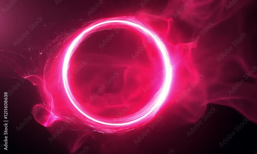 Glowing Pink Circle in Dark Smoke: Abstract Motion Background Glowing Pink Circle in Dark Smoke: Abstract Motion Background