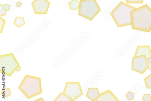 黄色い縁付きの五角形が周りに散りばめられたポップなフレーム