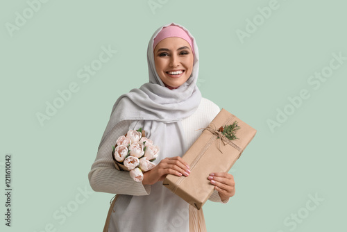 Young Muslim woman with flo...