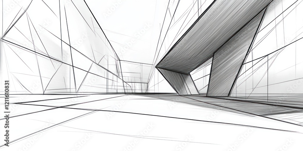 Fototapeta premium Abstract Architectural Sketch Modern Building Design