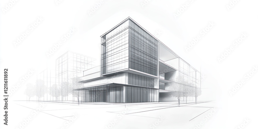 Architectural Sketch Modern Building Design Concept Architectural Sketch Modern Building Design Concept