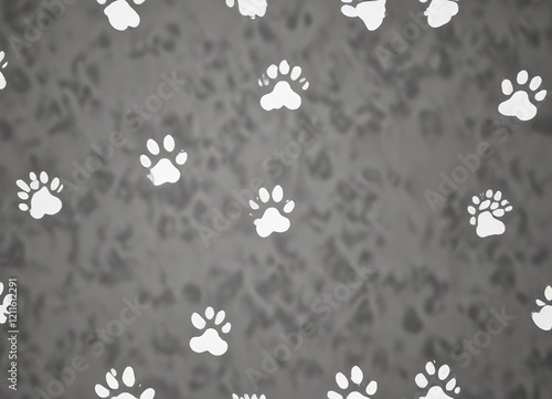 Whimsically drawn paw prints forming a seamless design, Wildlife sanctuary, Animal kingdom, Playful design photo