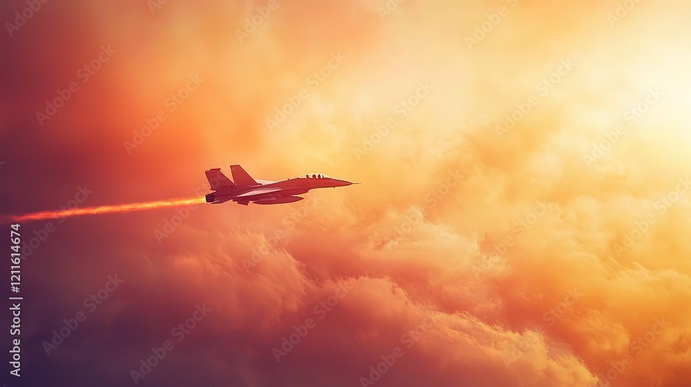 Sunset Fighter Jet Flight Sunset Fighter Jet Flight
