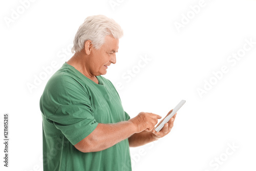 Senior man using tablet com...