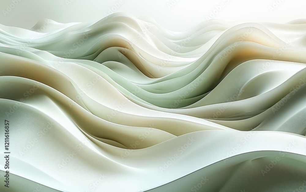 Obraz premium Abstract flowing pastel waves, soft curves, elegant design.