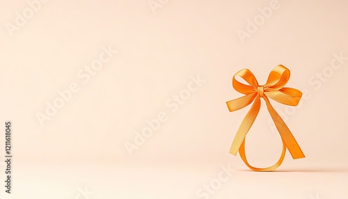 Elegant orange ribbon bow on a soft pastel background, perfect for gift wrapping and celebrations