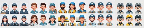 vector set of parcel courier characters