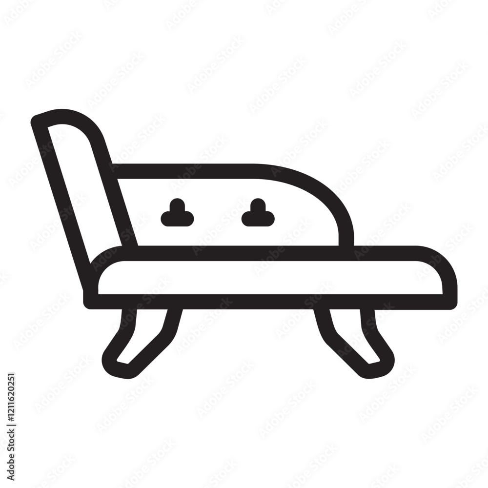 chaise longue line icon chaise longue line icon