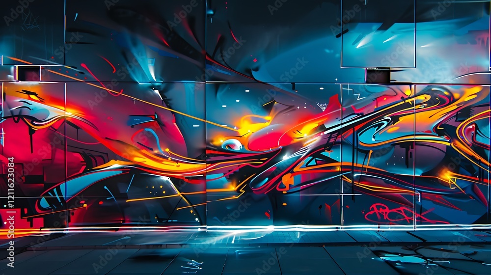Fototapeta premium Vibrant Abstract Graffiti Art Wall Design