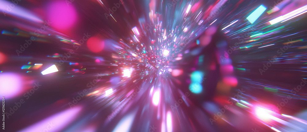 Naklejka premium Dynamic abstract representation of 3D data visualization with glowing particles