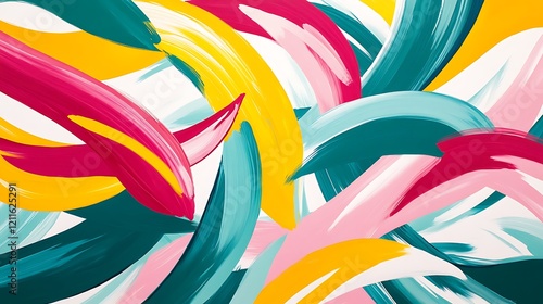 Abstract Colorful Swirls Paint Strokes Artwork