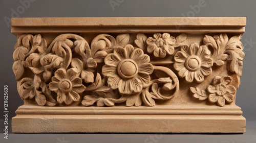 Ornate Stone Carving with Intricate Floral Design