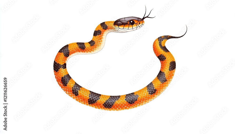 Fototapeta premium Colorful illustration of a snake with distinct patterns, showcasing its vibrant colors and features