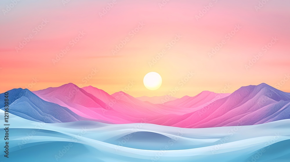 Serene Sunrise Over Colorful Mountain Landscape Serene Sunrise Over Colorful Mountain Landscape