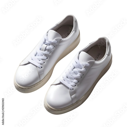 Stylish White Leather Sneakers with Elevated Platform Sole photo