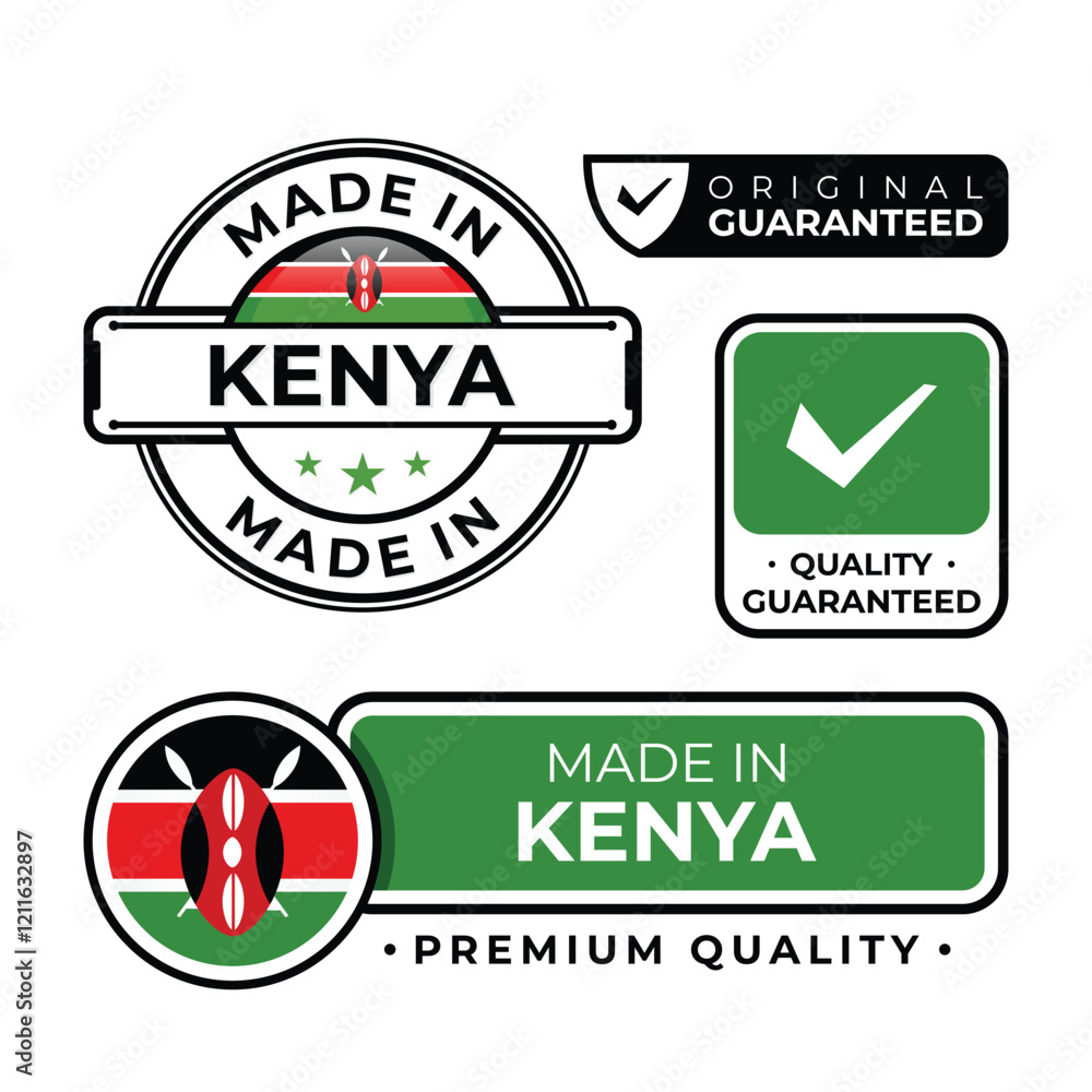 Badge bundle made in Kenya label icon emblem isolated on white background Badge bundle made in Kenya label icon emblem isolated on white background