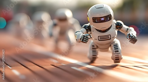 Wallpaper Mural Advanced Humanoid Robots Competing in Futuristic Athletic Event Torontodigital.ca