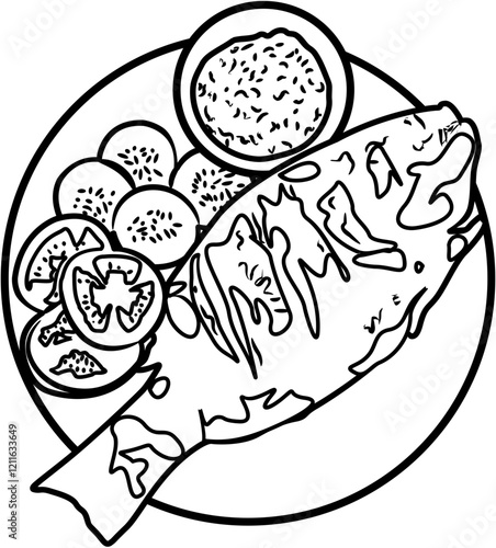 Tilapia fish Indonesian food coloring page