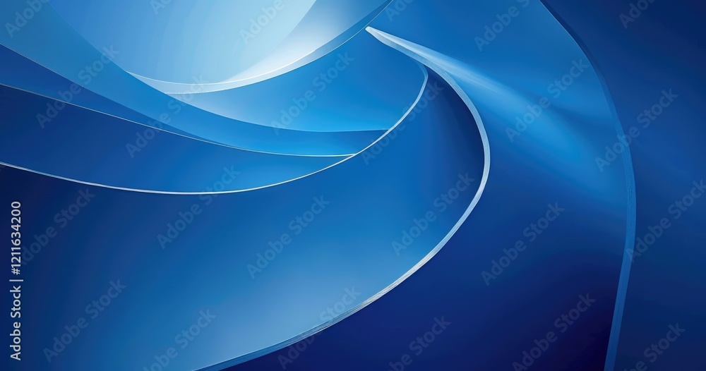 Fototapeta premium A smooth, flowing abstract design in various shades of blue, evoking calmness and tranquility.
