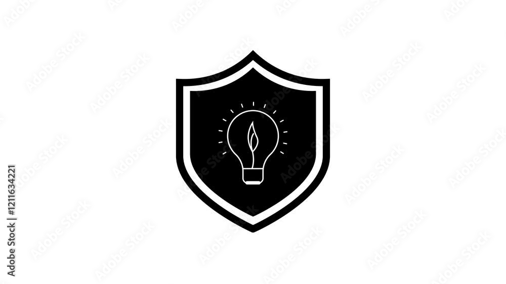 Black Shield Icon with Bulb Lighting Animation in 4K – Dynamic Business Idea Concept Symbolizing Innovation, Protection, Creativity and Bright Solutions – Perfect for Corporate Projects. Black Shield Icon with Bulb Lighting Animation in 4K – Dynamic Business Idea Concept Symbolizing Innovation, Protection, Creativity and Bright Solutions – Perfect for Corporate Projects.