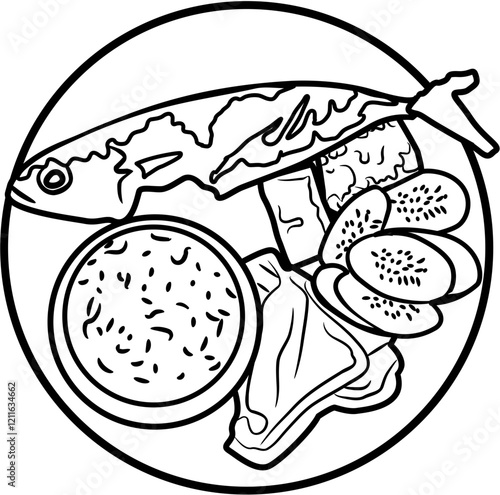Tilapia fish Indonesian food coloring page