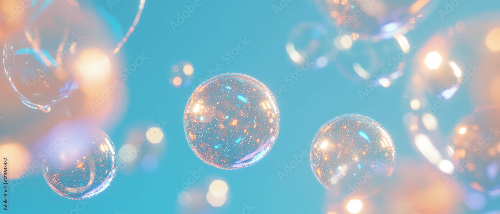 Suspended spheres of glitter in tranquil zero gravity and endless space Suspended spheres of glitter in tranquil zero gravity and endless space