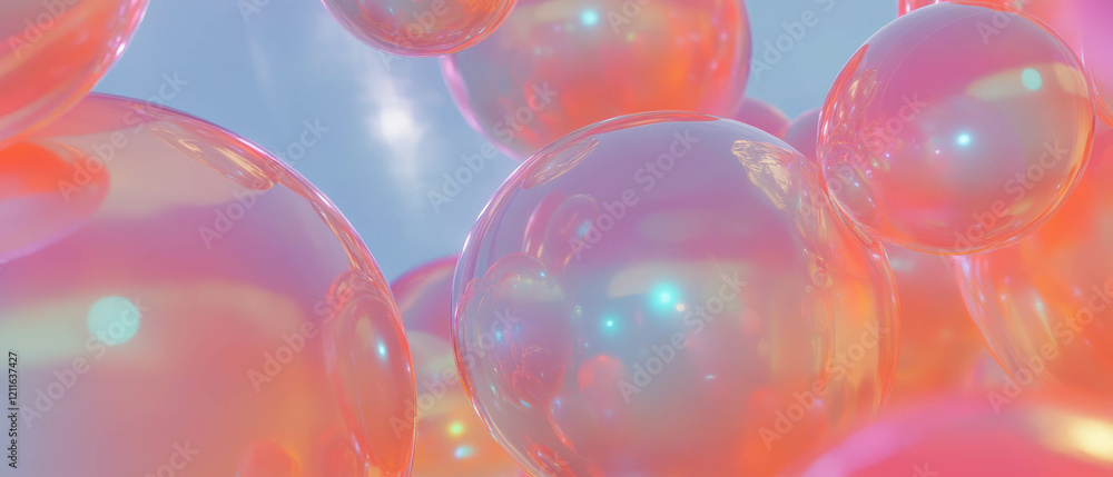 Abstract composition of colorful spheres creating visual harmony in three-dimensional space Abstract composition of colorful spheres creating visual harmony in three-dimensional space