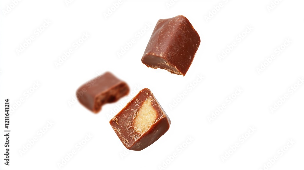 Floating Sweet Dessert Pieces on White Background Floating Sweet Dessert Pieces on White Background