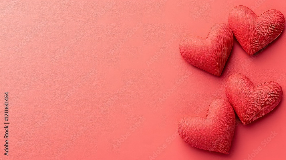 Fototapeta premium Valentine's day or appreciation theme with red hearts, empty space. Love concept