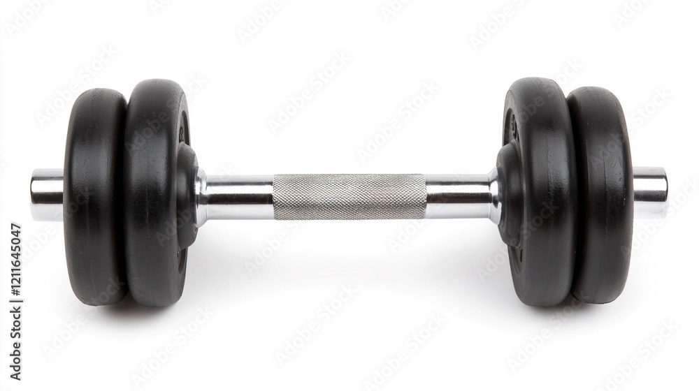 Isolated Coated Dumbbell on White Background Isolated Coated Dumbbell on White Background