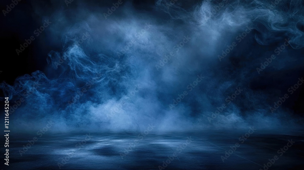 Dark blue room setting enhanced with smoke effects. Dark blue room setting enhanced with smoke effects.