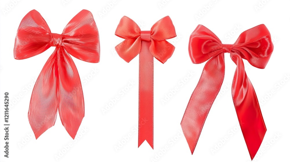 Fototapeta premium Red Bows for Christmas Celebrations and Cards