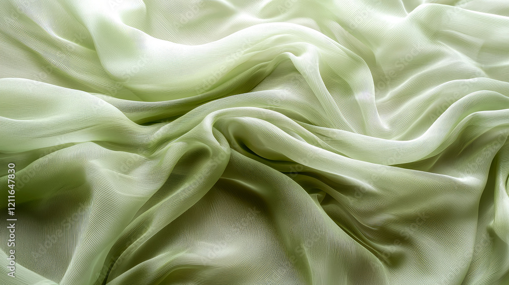Obraz premium Elegant Draped Green Silk Fabric Texture: Luxurious and Soft Background