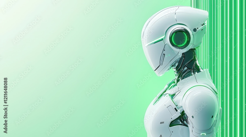 Futuristic Robot with Neon Green Background Futuristic Robot with Neon Green Background