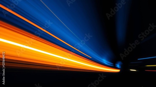 Orange and blue abstract lines with glowing energy and a sense of futurism and speed.