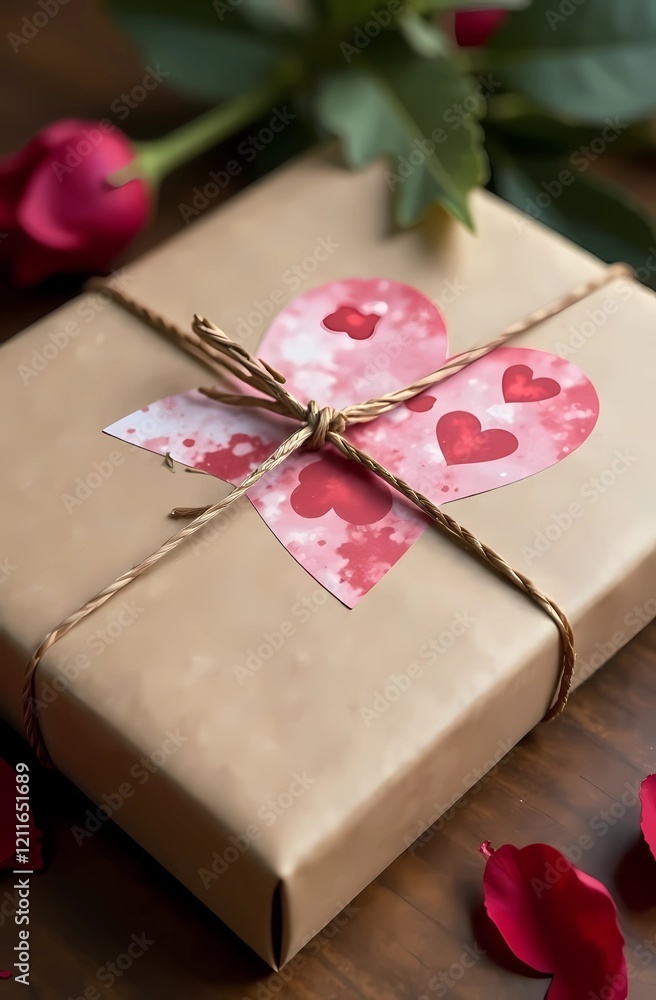 Kraft paper Valentine's Day box/packaging with zero waste, eco-friendly materials, with heart design elements Kraft paper Valentine's Day box/packaging with zero waste, eco-friendly materials, with heart design elements