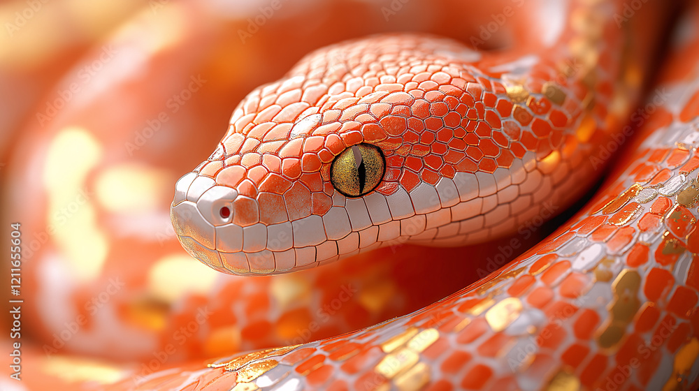 Fototapeta premium A snake with a gold and white pattern on its body