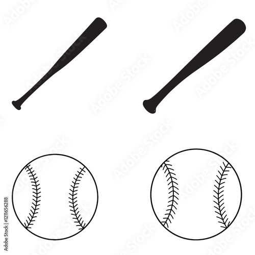 Baseball Stick silhouette illustration Design, Baseball clipart vector
