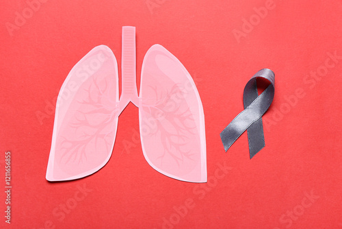 Paper lungs with grey ribbo...