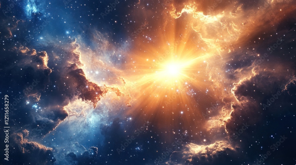 Obraz premium Cosmic Nebula: A Celestial Tapestry of Stars and Gas
