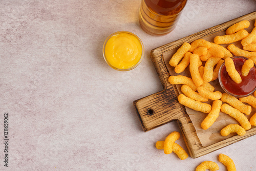 Wooden board with tasty sal...