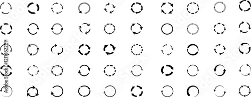 Circle arrows vector set, diverse designs for web navigation, refresh buttons. Indicating motion, editable for color customization. Perfect for digital content