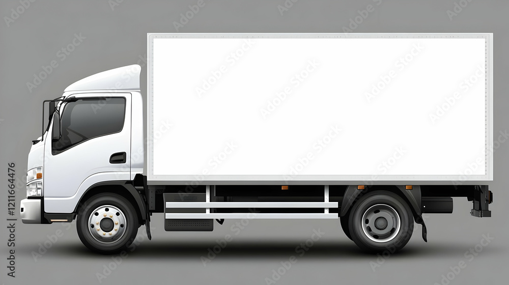 White box truck, studio shot, blank, delivery White box truck, studio shot, blank, delivery