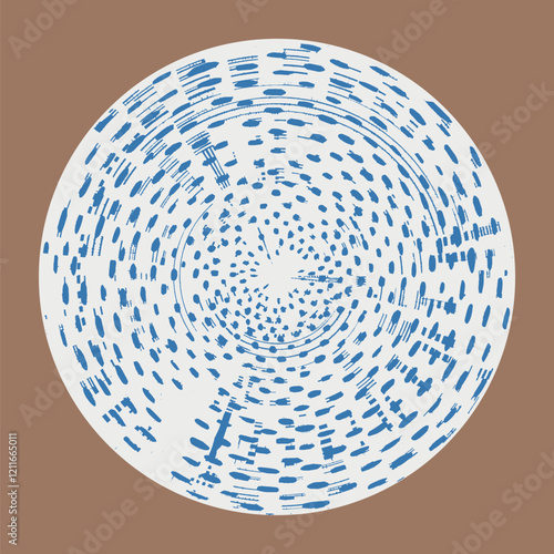 Vintage pattern with an effect of attrition. Shabby round carpet. Freehand drawing. Round floral ornament in traditional Oriental pattern. Vector illustration
