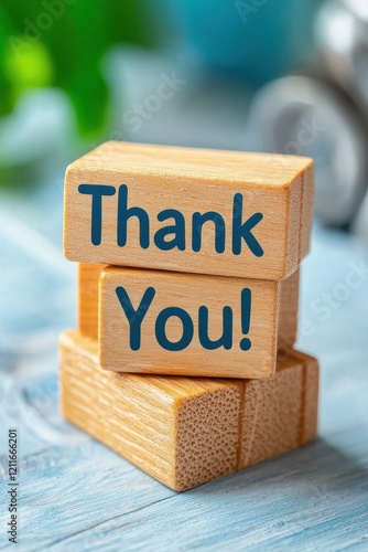 Thank you wooden blocks display home decor pastel colors cheerful mood