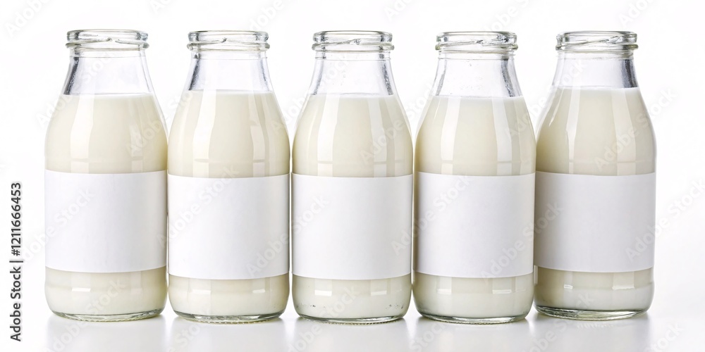 Milk Bottles with Blank Labels Milk Bottles with Blank Labels